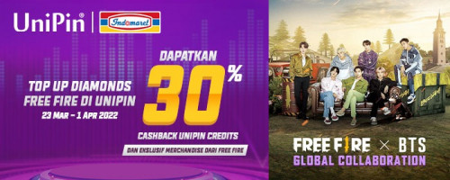Top Up Diamonds Free Fire di UniPin, Dapatkan 30% Cashback + Ekslusif Merchandise Free Fire